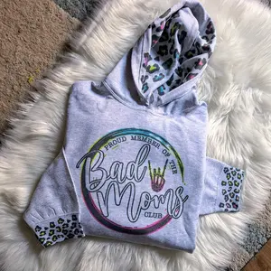 Bad Mom's Club Leopard Print Rainbow Hoodie Mom Mama Sublimation Comfort Comfortable Graphic