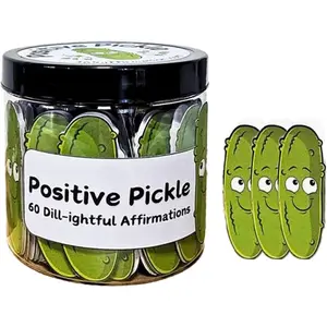 Cucumber Pickle Decorative Jar, 60pcs/set Emotional Sustain Affirmation Cards, Back to School Gifts, Funny Pickle Affirmations, White Elephant Gifts, Teen Girl Gifts Trendy Stuff,Inspirational Mental Health Cards