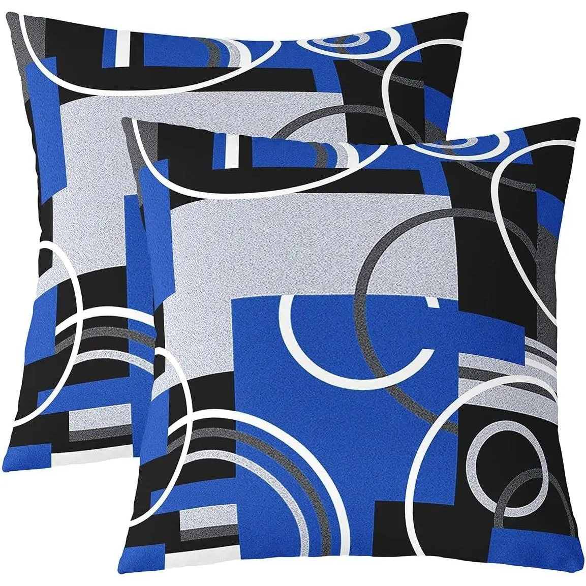 Royal Blue Black Grey Throw Pillow Covers Swirls Spiral Pillow Covers Abstract Gromment Stripes Cushion Covers Geometric Plaid Modern Graphic Decorative Squar s