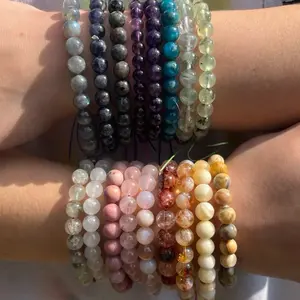 Assorted Natural Gemstone Bracelets – 8 Piece Set | Mixed Crystals & Colors