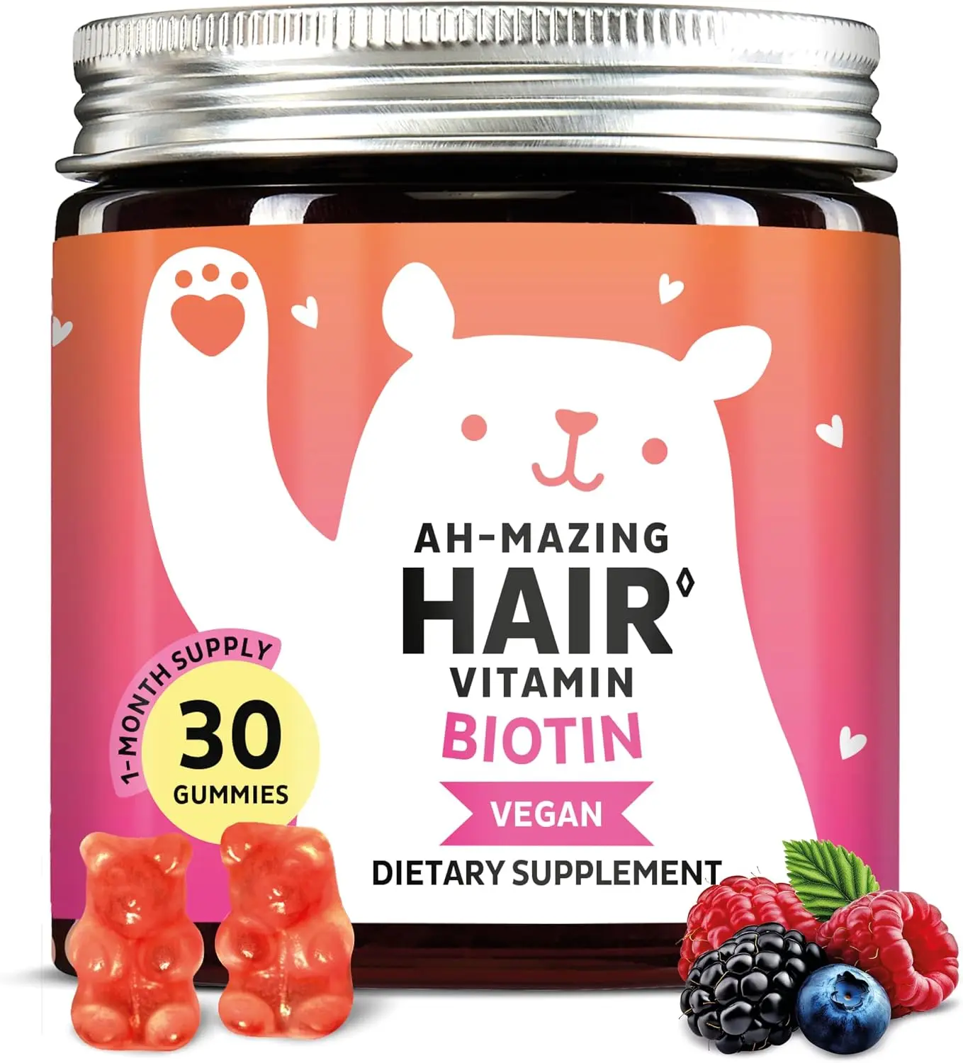 Bears with Benefits Biotin 5,000 mcg Hair Growth Gummies | Complete beauty formula with Vitamins C & E, Zinc and Iodine to support healthy hair, glowing skin and stronger nails.