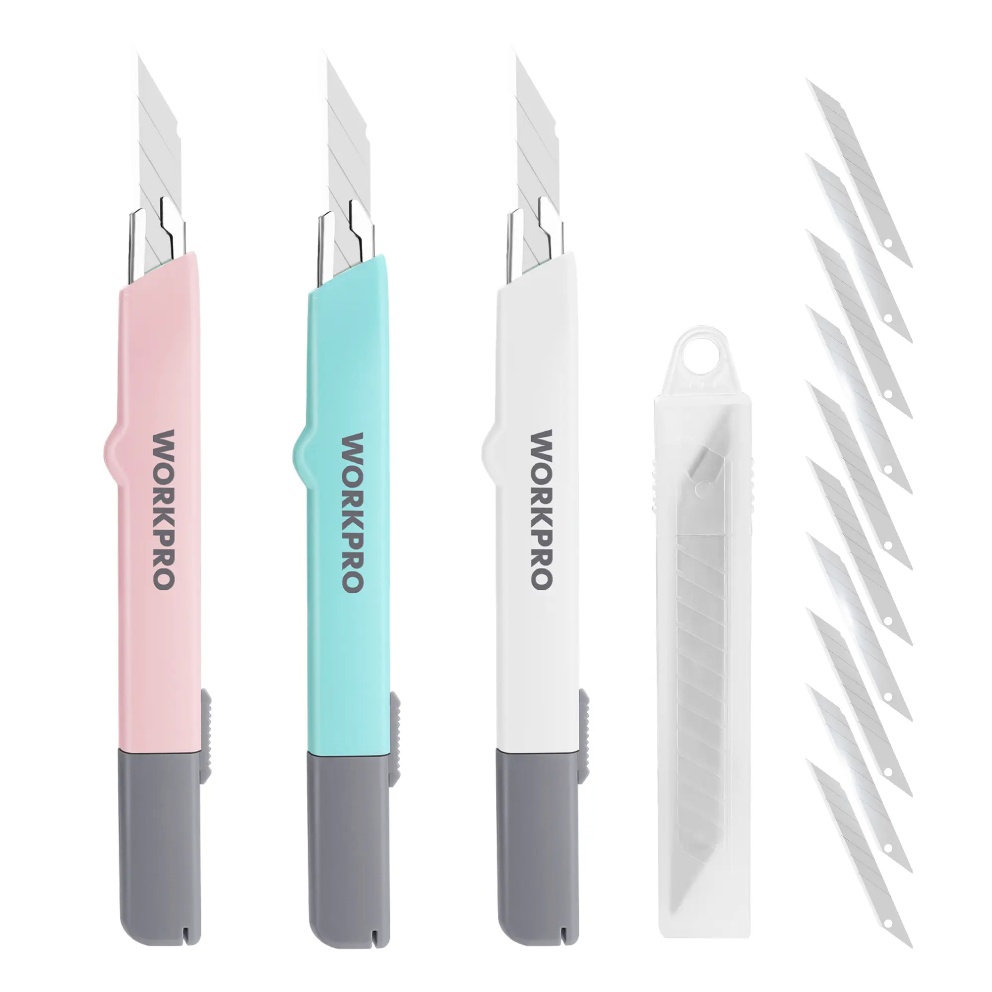 #blackfriday WORKPRO Premium Utility Knife Retractable Snap-off blade, Gift for Men/Women Heavy Duty Box Cutter Set, Razor Knife Exacto Craft Knives, with 10 Extra 9mm Blades, Pack of 3