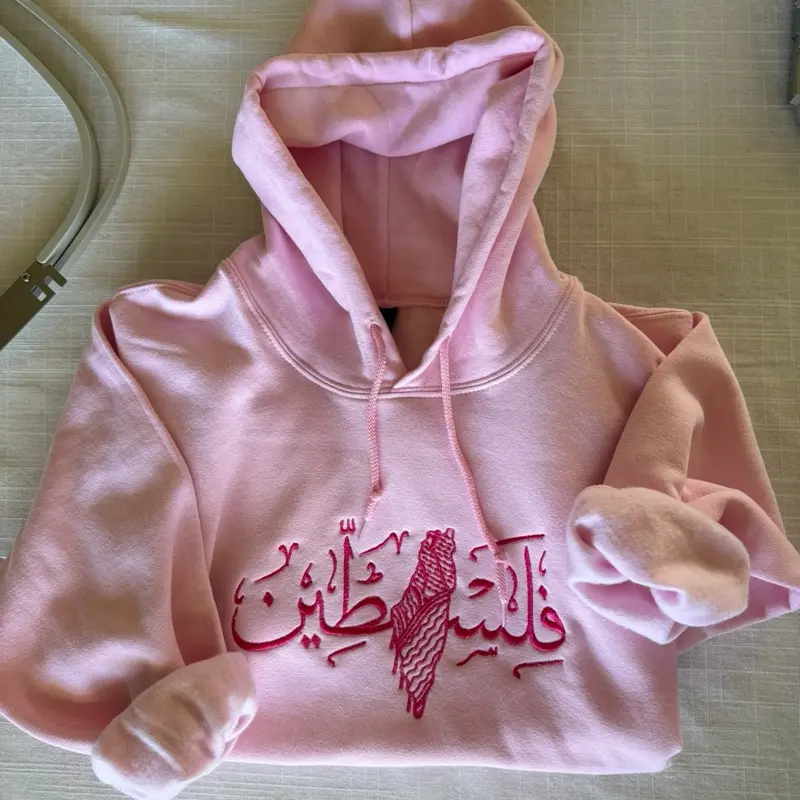 Palestine Map Embroidered Hoodie – Arabic Falasteen Design