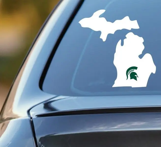 State of Michigan with Michigan State Spartans Logo Car Decal