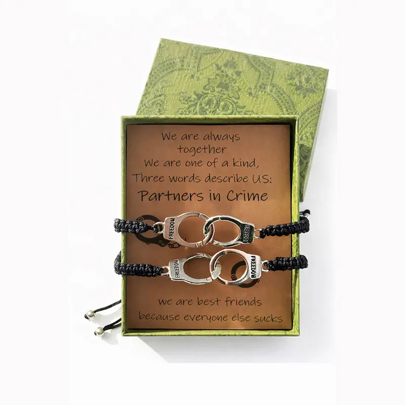 Women's 2-Piece Matching Handcuff BFF Bracelet Set, Unique Adjustable Durable Comfortable Friendship Bracelets, BFF Set Birthday Gift Ideas for Best Friends