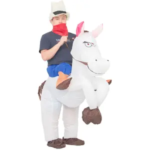 Inflatable Cowboy Costume Adult Western Horse Rider Fancy Dress for Men Women Halloween Party Suit