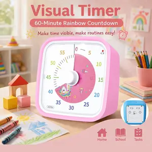 60-Minute Countdown Timer with Case, Digital Timer for Kids and Adults, Silent Low Battery Alert, Kitchen, Cooking, Study, Classroom, Meeting Timer, Silent Visual Timer