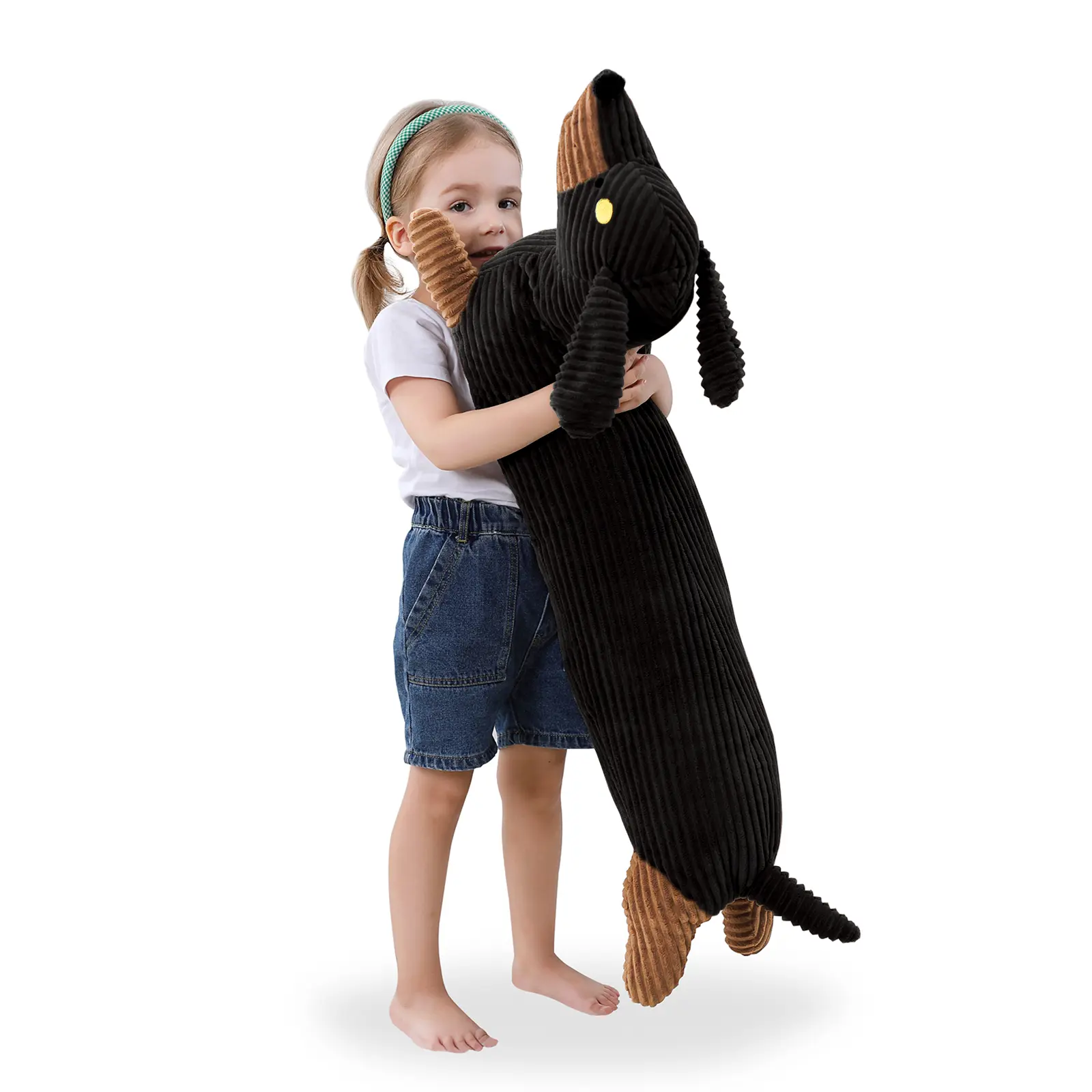 Dachshund Stuffed Animal 36 in Black, Weiner Dog Stuffed Animal Long Body Pillow, Cute Funny Large Dachshund Toys Plush Decor Ideal Gift for Kids and Adults