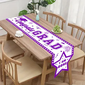 1PC Graduation Season Table Flag and table runner, Decoration for Graduation Happy Party, Festive Holiday Home Polyester Tablecloth, graduation decoration