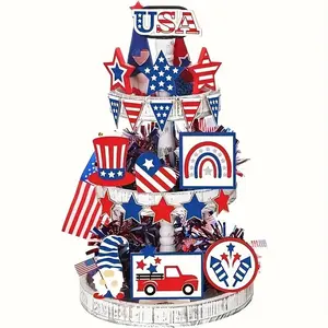 Independence Day Themed Tiered Tray Decoration, 20pcs/set Independence Day Party Decoration without Tray, Home Decor for Living Room Office, Party Supplies