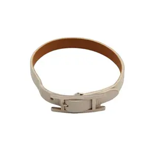 Pre-owned 【DIZ】Leather C alloy H hand strap bracelet