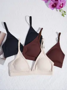 Women's Wireless Bralette Set, Casual, Medium Support Knit Fabric, Removable Pads, Adjustable Straps, Soft & Lightweight Design
