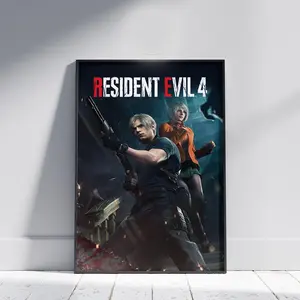 Resident Evil 4 Remake Video Game Poster, Leon S. Kennedy Resident Evil 4 Video Game Decor Poster Photo Print (No Frame)