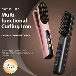 Portable Lithium Battery 5000mah Large Capacity Hair Straightener Comb, Cordless Straightener, Wireless Hair Straightener, Fast Heating, LCD Display Four Heat Settings, Women's Gift, Curling Iron