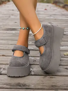 Women's Thick Sole Mary Jane Platform Wedge Shoes, Spring & Summer Fashion, Slip-On Buckle Design, Casual Style, Comfortable Wear, Versatile Shoes