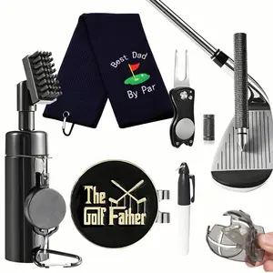 Golf Club Cleaning Kit with Golf Club Cleaner Golf Towel Golf Marker Divot Repair Tool Groove Sharpener Golf Ball Alignment Kit Golf Accessories for Women Men, Golf Equipment, Christmas Gift For Golf Lovers