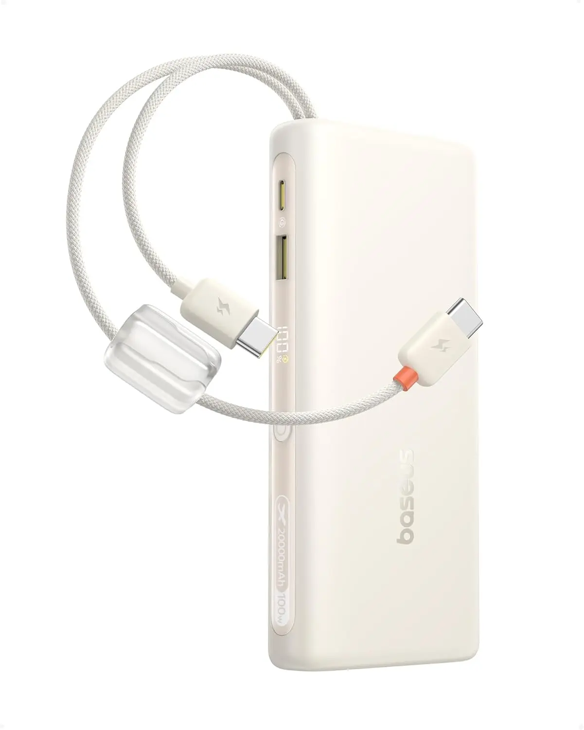 Baseus Portable Charger with Built in Cable, 100W Laptop Power Bank 20000mAh, Travel Essential Fast Charging USB C Battery Pack for MacBook, iPhone 17/16 Series, Samsung Galaxy S25/24, TSA-Approved