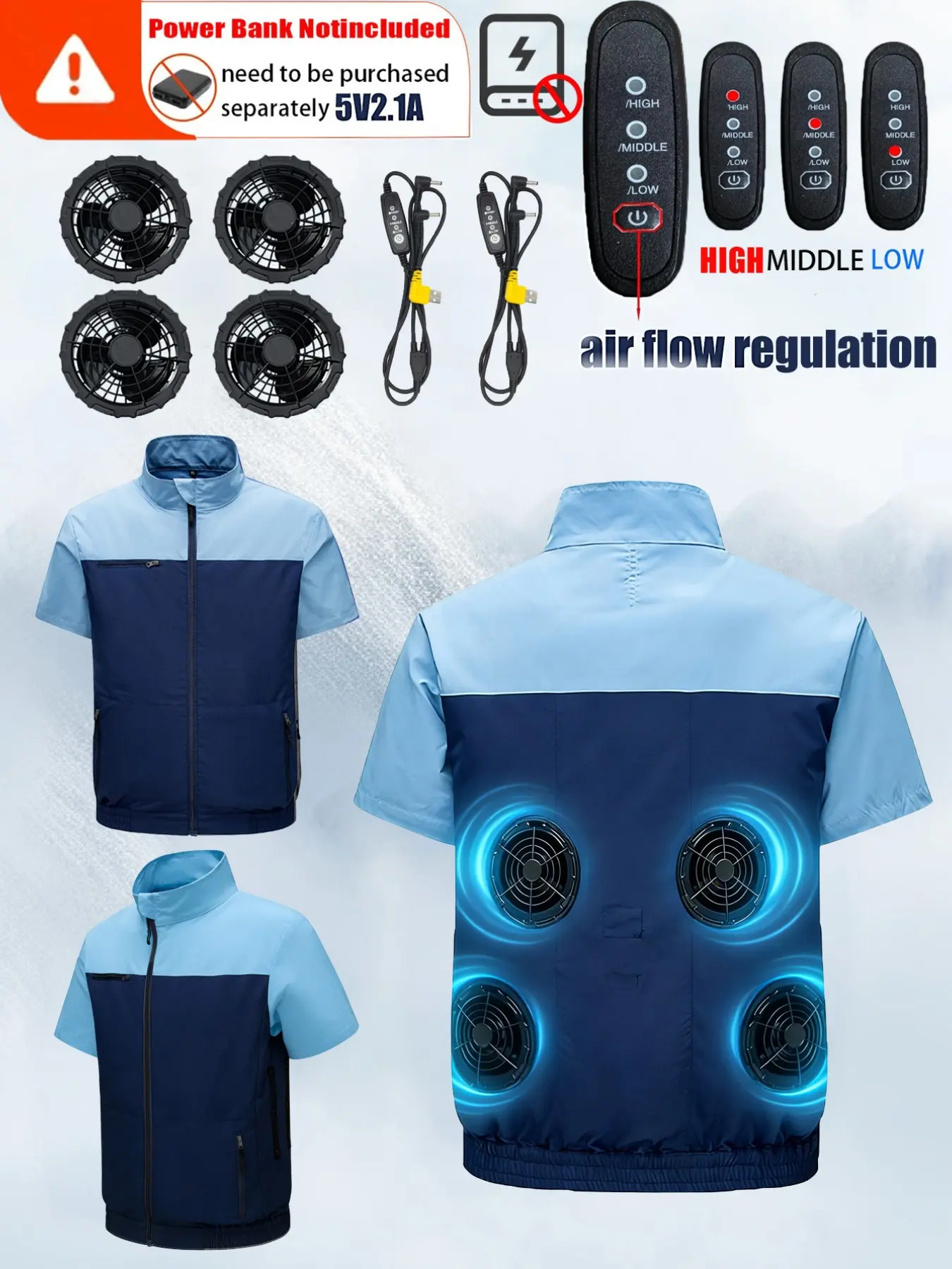 4 Fan Lightweight Short Sleeve Work Vest, Athletic Outdoor Vests, Air Conditioning Shirt, Athletic Style, Athletic Top, Unisex, Outdoor, Fishing, Camping, Indoor Use, No Battery Included, Athletic Active Tops