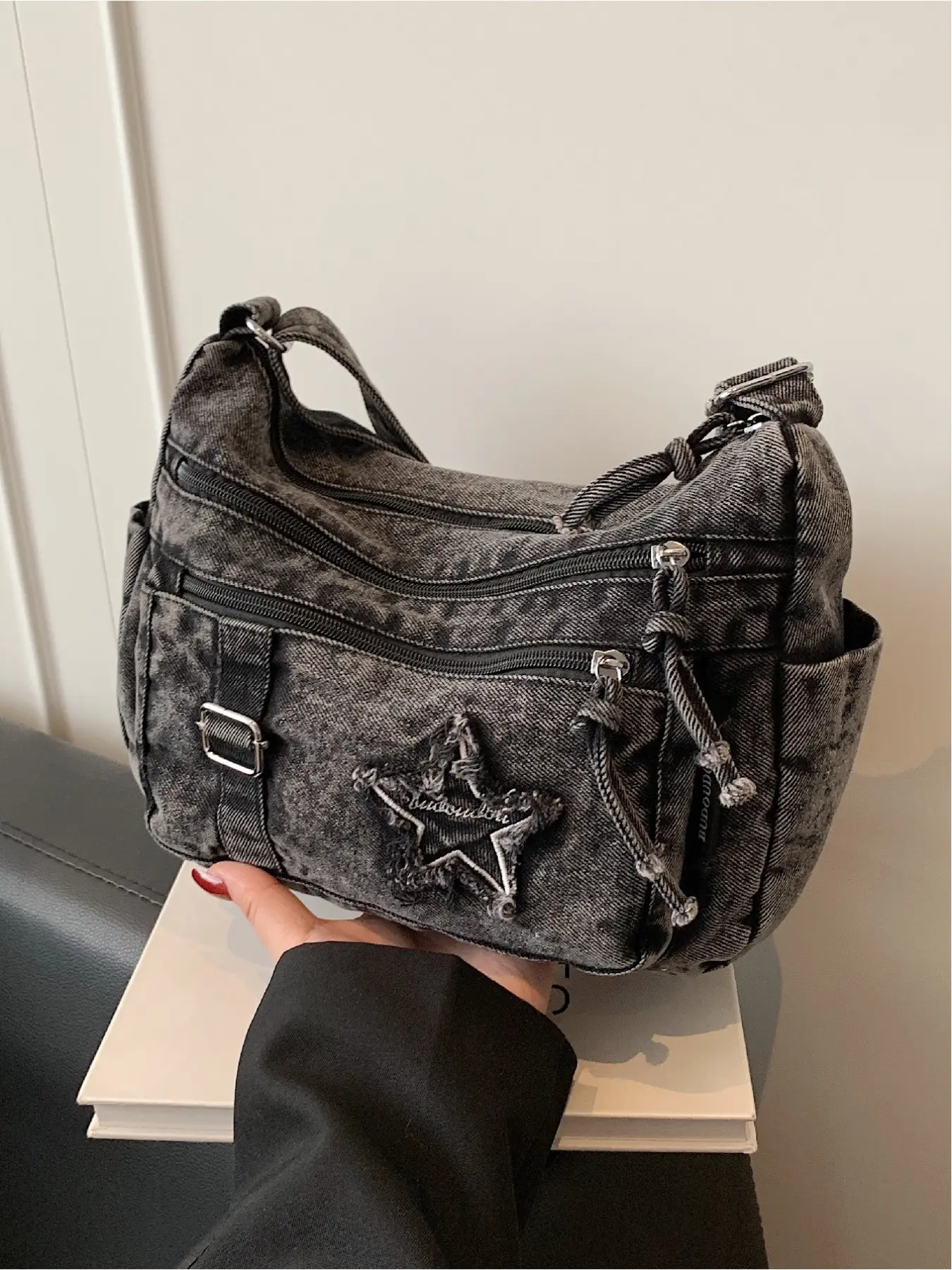 Casual and Fashionable Multi-Pocket Star Pattern Crossbody Bag, Shoulder Bag, Casual Trendy Bag, Crossbody Shoulder Handbag