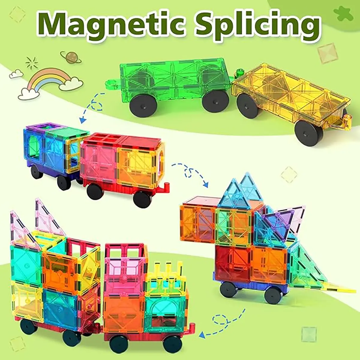 Magnetic Building Blocks Toy Set, Magnetic Tiles Stacking, Stackable Construction & Puzzle Pieces, Small Size Creative Playset, Magnetic Building Cubes, Magnetized Construction Set, Perfect Christmas/new Year Gift