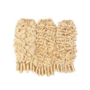 Hotlove 613 Blonde Burmese Curly Feather Crochet Human Hair for Miracle Knots Pre-Separated Human Hair Crochet Extensions Knotless Boho Braids 50-150g 150 Strands Full Head