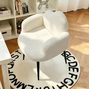 Vanity Chair with Armrests and High Backrest Creative Design Makeup Manicure Chair Minimalist Style for Relaxing All Occasion(White) cozy dining table set sillade escritorio cute girl Modern Faux Fur