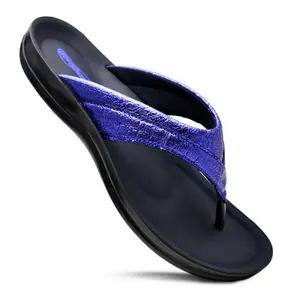 AEROTHOTIC | Sela Flat Sandals for Women | Synthetic Leather | Adjustable T Straps | Soft Toe Post | Non-Slip Sole