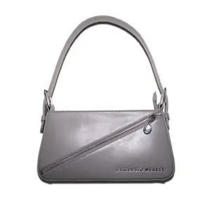 Cemetric Derell "Eleven" Shoulder Bag in Grey Leather