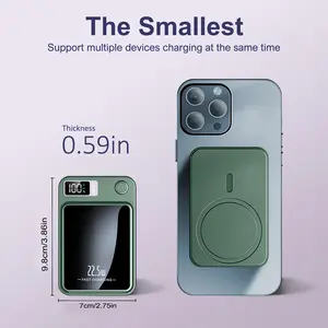 New 5000/10000mAh Magnetic Wireless Charging Bank Power 22.5W/PD20W for iPhone 17/17Pro/16/15Pro/14Max/13/12 & Android USB/Type-C with LED Display for Outdoor Travel Emergency Backup