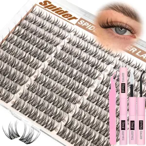 150 Pcs Spider Lash Clusters, 8mm-14mm Natural False Eyelashes, Wispy Breeze, Fluffy, No Makeup Needed, Self-Adhesive, Beginner Friendly
