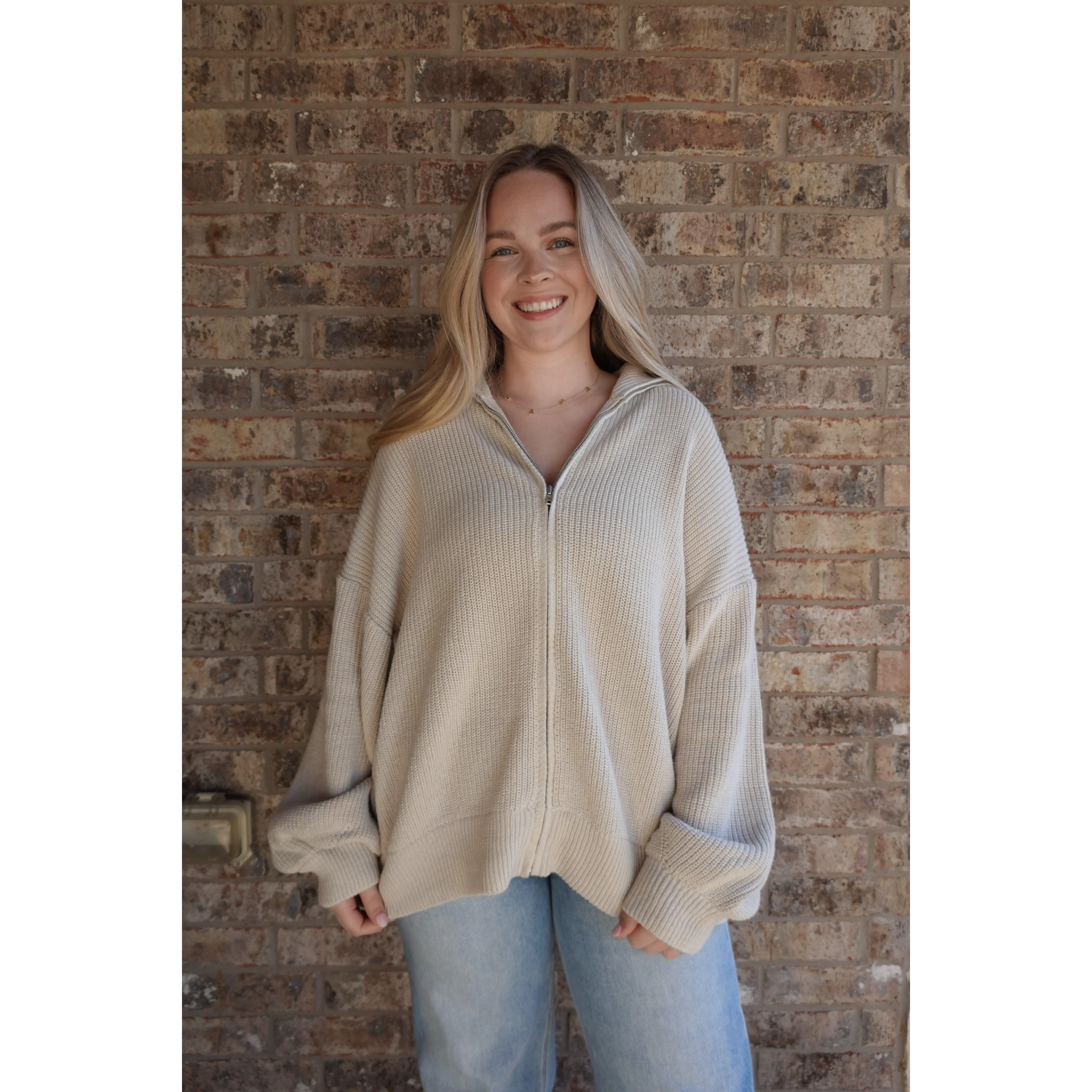 Zip Up Oversized Cardigan
