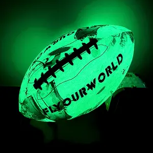 Size 9 Football 4 Piece Glow in The Dark Rugby Football With Pump Needles And Net Professional Training Game Ball For Entertainment &Training