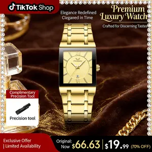 Luxury Collection Women's Gold Square Watch with Stainless Steel Band Roman Numeral Dial Date Display 30M Water Resistant Quartz Wristwatch Elegant Gift for Mom Wife Sister Birthday Anniversary Holiday Fashion Accessory