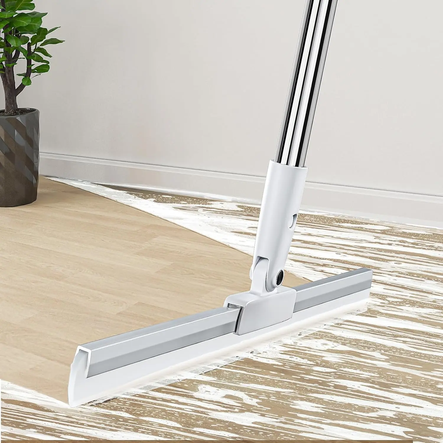 Rubber Squeegee Broom for Floor,62 inches Long Handle Window Squeegee, Silicone Pet Hair Remover,Magic Broom for Indoor Cleaning,Cleans glass, hair, fine dust, liquids, suitable for Smooth Floors, Rugs