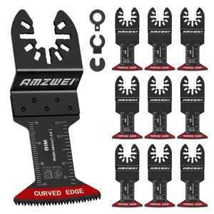 10 Pcs Oscillating Tool Blades Cutting, 1-3/4" Curved Multitool Blades for Soft, Hard Wood,, Oscillating Saw Blades Fit