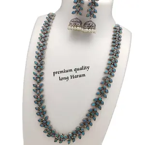 Oxidised Long Necklace and Jhumka Set with different coolers Beads and Decorative Elements. (NO REFUND OR EXCHANGE)