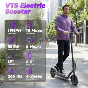 VOLTVOGUE Electric Scooter – 19 MPH Max Speed,  8.5" Honeycomb Solid Tires, 350W Motor, 15 /12/21Miles Range, Foldable Design, Dual Braking System & App Control