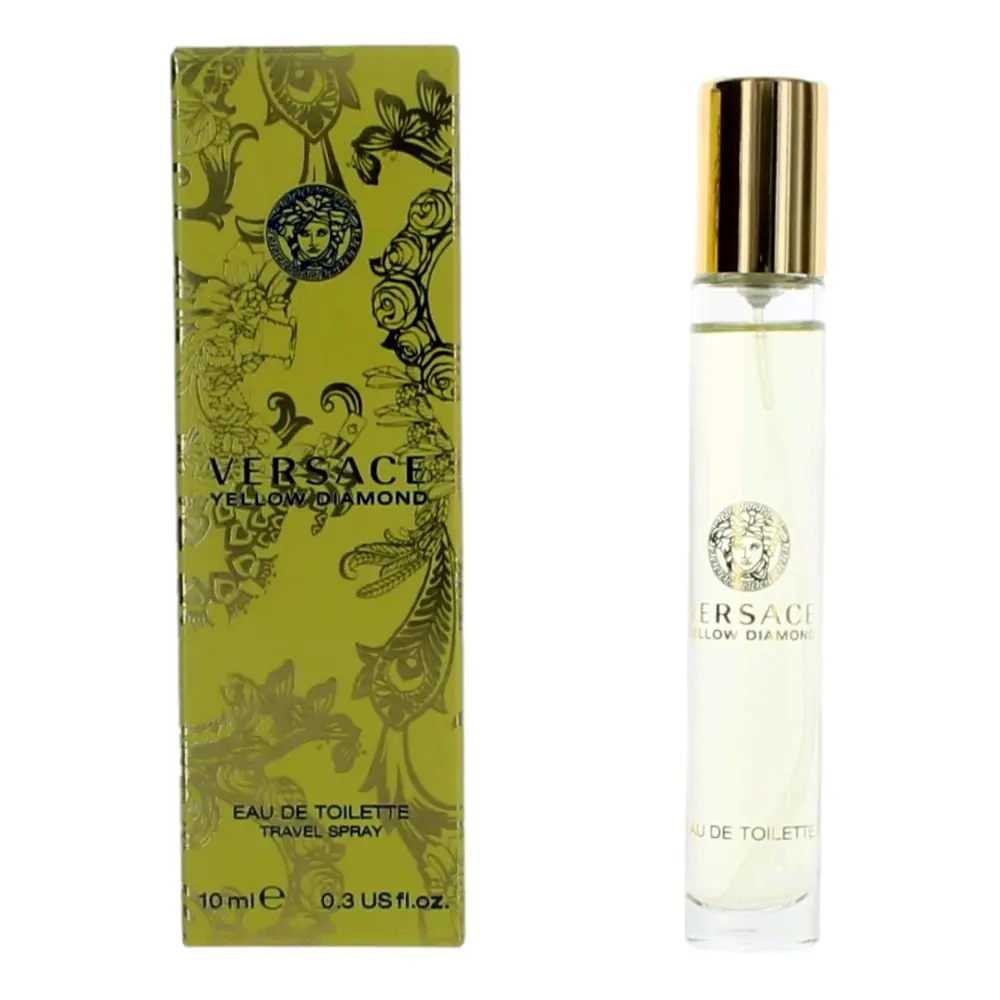 Versace Yellow Diamond Women's Luxurious EDT Spray - Transparent, Airy Floral Scent, Sparkling Aroma, 0.3 fl oz