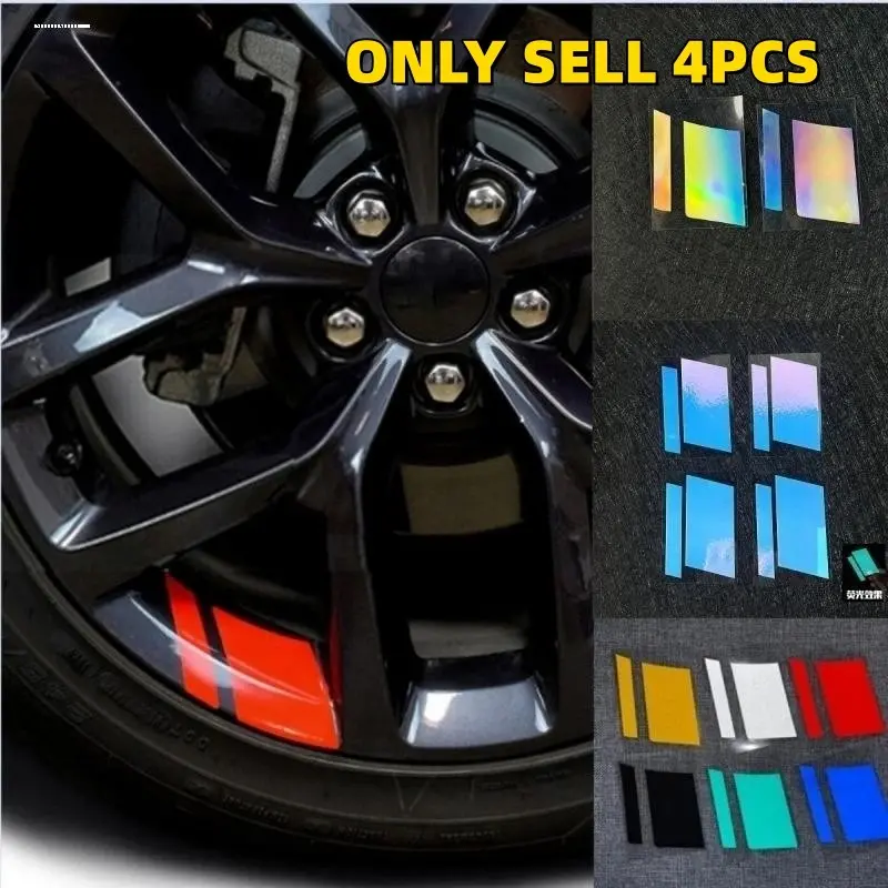 6-Pack High-Visibility Reflective Wheel Rim Stickers - Universal Fit 16-21 Inch Rims, Sporty Racing Stripe Decals with Safety Warning, Waterproof & Easy Install, Car Accessories