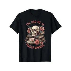 Trigger Warning Smut Book Reader T-Shirt Unisex Cotton Casual Round Neck Short Sleeve Stretch Fit Comfortable Outdoor Wear Black