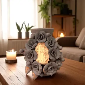 Mary Virgin Filigrana Clay Flower Vase, Artistic  Oaxaca México By Artisans Handmade Crafts, Home Decor Folk Art,  Virgen de Guadalupe