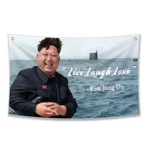 KimJongUn Kim Jong Un Live, Laugh, Love Flag 3x5ft Banner College Dorm and Flags with Brass Grommets for Wall, Durable Double Stitched and Premium Polyester Hanging Outdoors