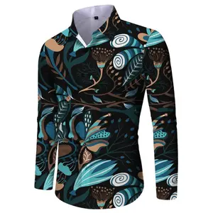 Mens Fashionable Printed Casual Slim-Fit Shirt