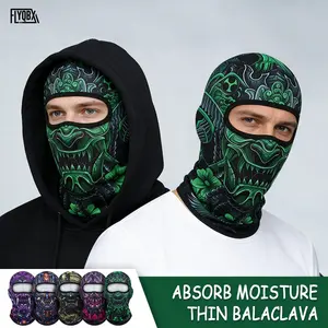 Summer New Dark Style Skull Print Balaclava Hat, Moisture-Wicking Quick-Dry Face Mask, Lightweight Sun Protection Full Face Headgear, Ideal for Outdoor Sports Cycling, Balaclava Mask Headwear