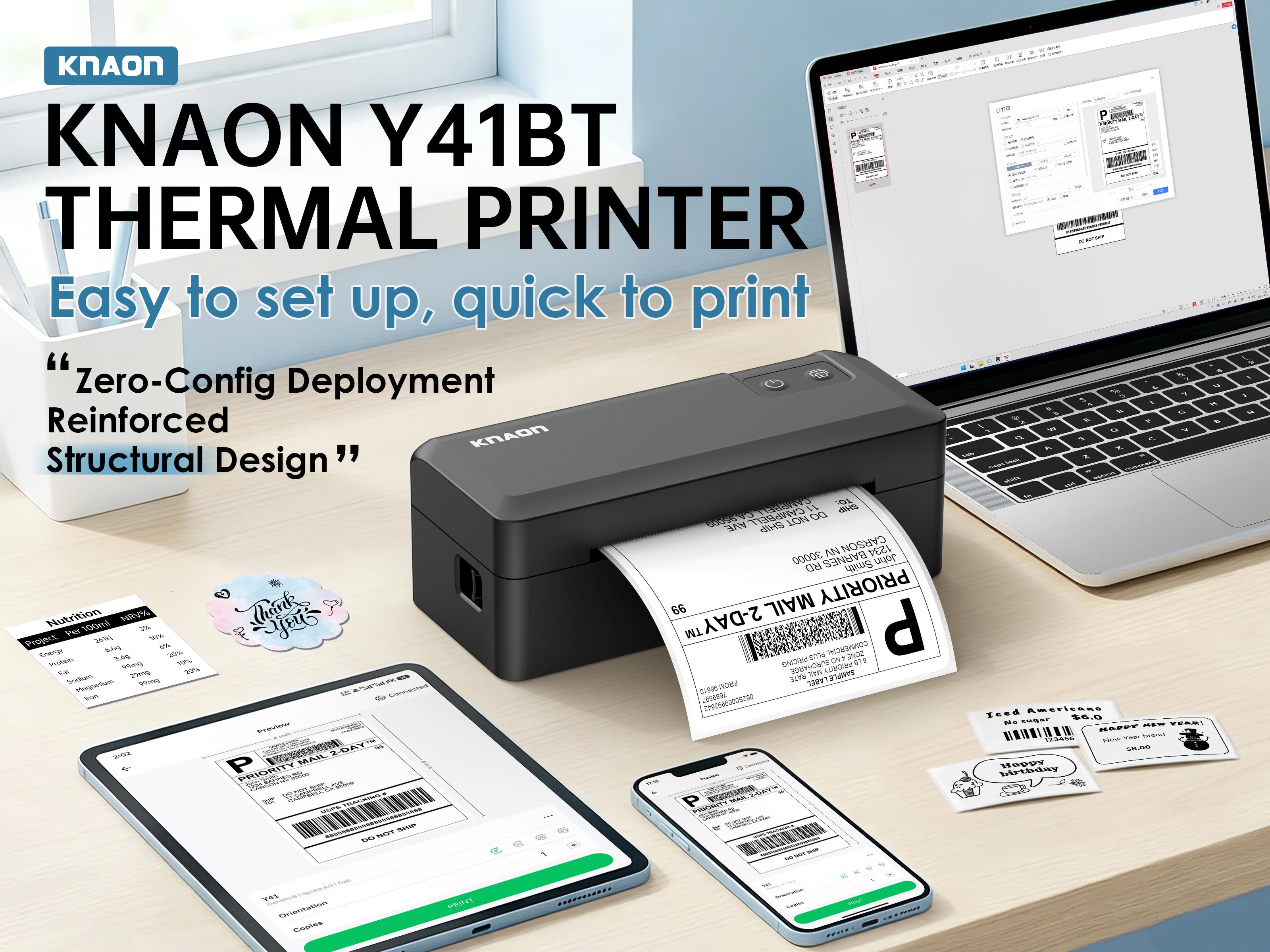 KNAON Shipping Label Printer Bluetooth Thermal Label Printer,Compatible with USPS, Amazon, Shopify, iOS/Android/Windows/Mac