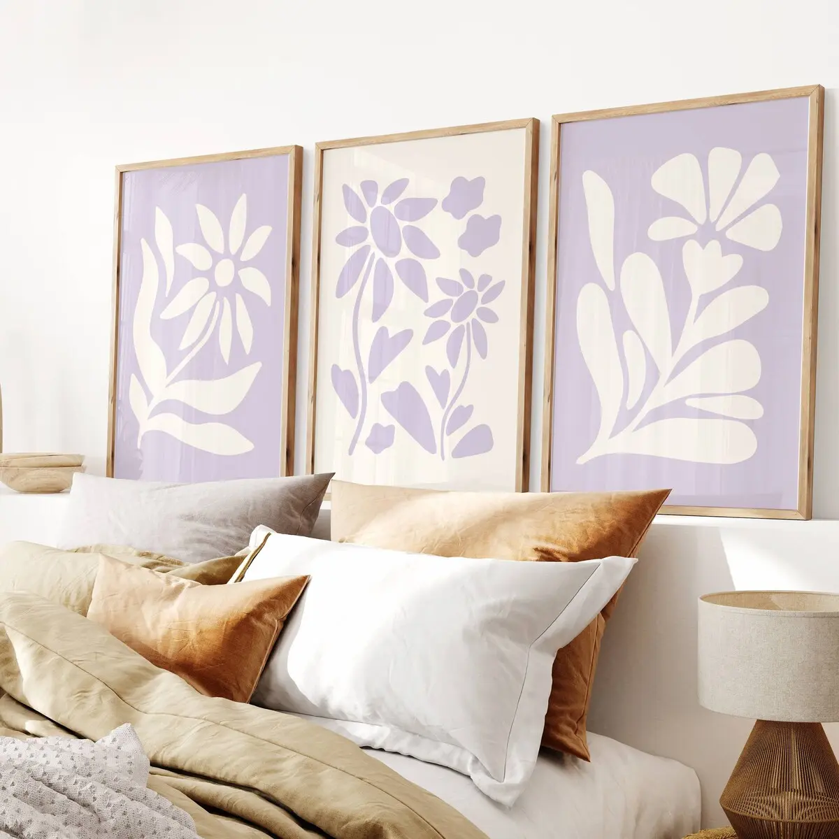 Pastel Purple Lilac Flower Prints, Printable Set of 3 Flower Wall Art, Danish Pastel Decor, Pastelcore Poster,UNFRAMED