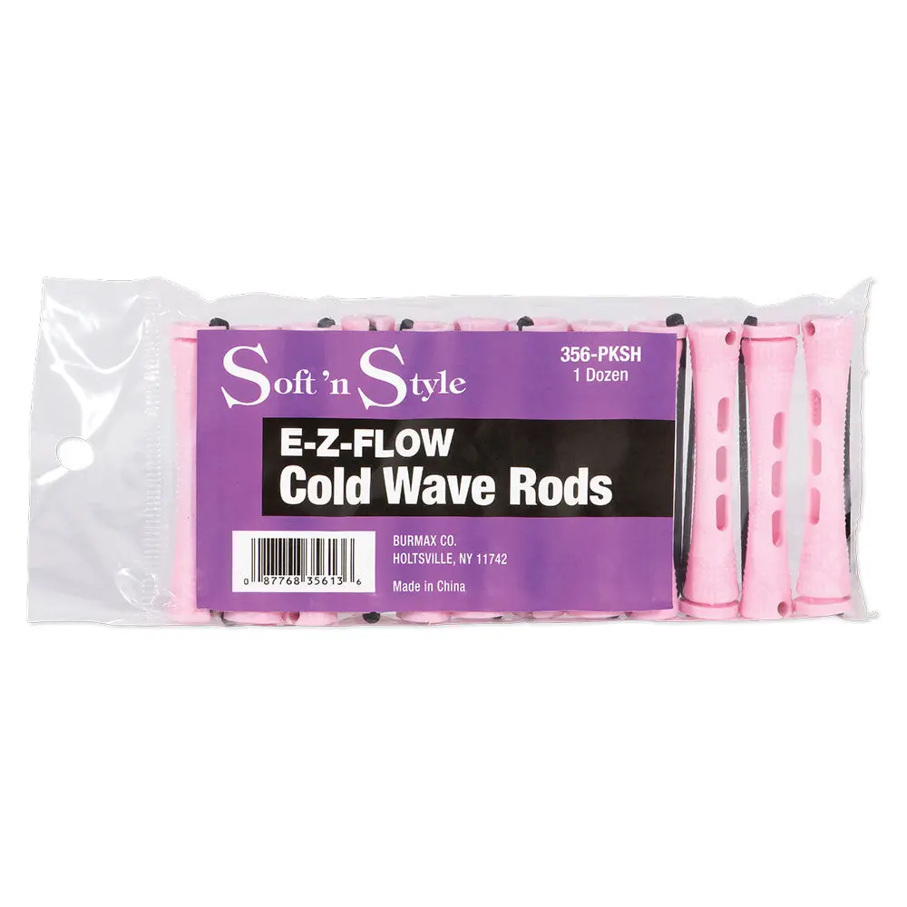 12-Piece Pink Concave Curling Rods, Short Hair Rods for Heatless Curls and Perming with Rubber Grip and Elastic Band, Hair Rods Heatless Curls