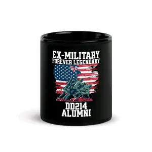 Ex- Military, Forever Legendary DD-214 Black Glossy Mug Drinkware Ceramic Coffee Cup Reusable ceramic mug
