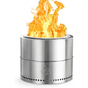 19.5 inch Outdoor Fire Pit, Bonfire 2.0 Smokeless Fire Pit, Portable Stainless Steel Firepit, Wood Burning Low Smoke Pit for Outside Patio Camping with Carry Bag
