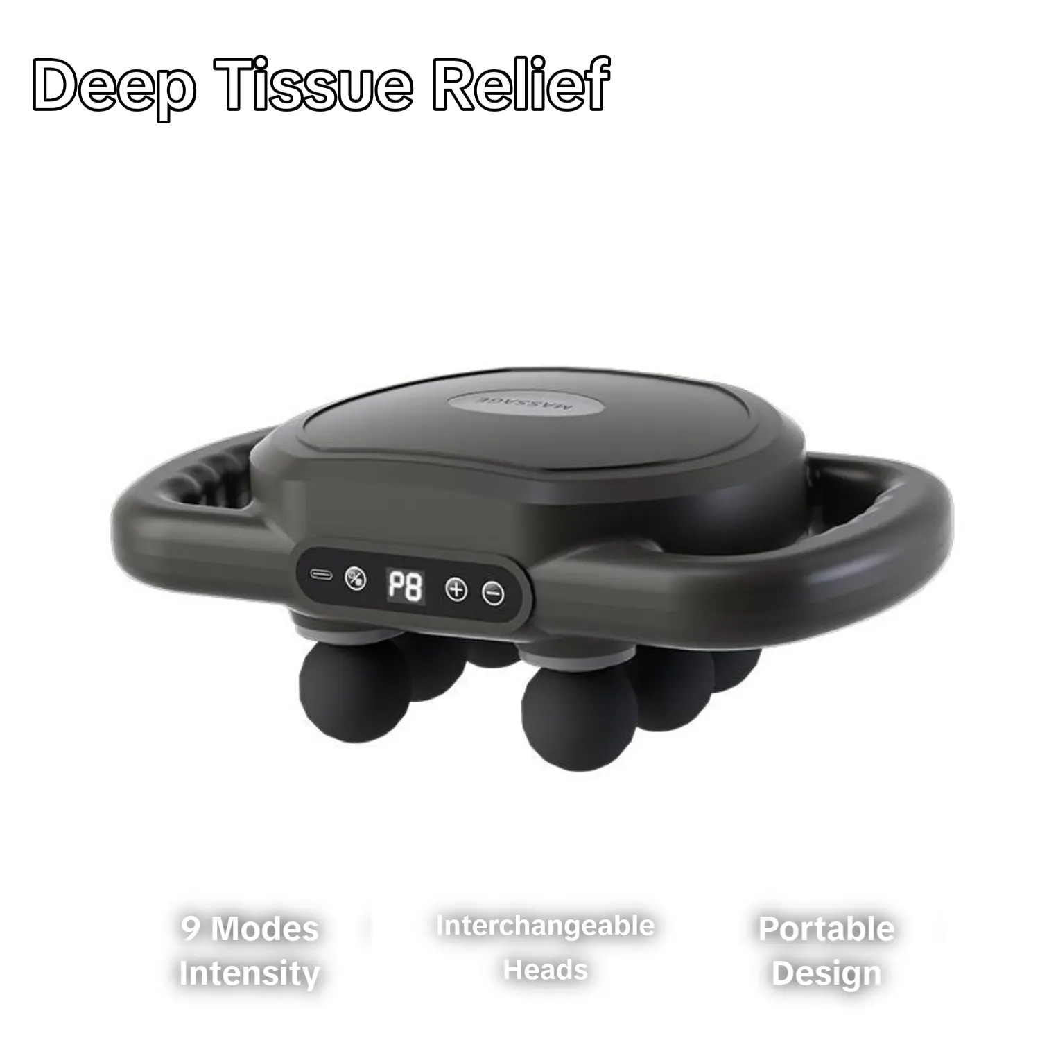Percussion Deep Tissue Muscle Massager - 8-Head/26-Head Options, 9 Levels, 3 Modes, Red Light Therapy, Lightweight Adjustable Design, Wireless Charge, for Adults’ Back/Shoulder Pain Relief, Muscle Recovery, Daily Use Gift, Deep Tissue Muscle Massagers, Ad